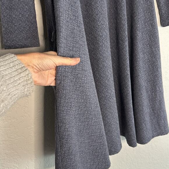 Anthropologie Lilka Blue Swing Dress Pockets Stretch Rayon Mini 3/4 Sleeve Twee - Picture 2 of 6